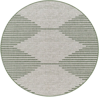 DOLLY Round In- & Outdoor Global Moss/Grey Area Rug 160 x 160 cm