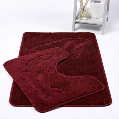 Burgundy bath on sale mat set