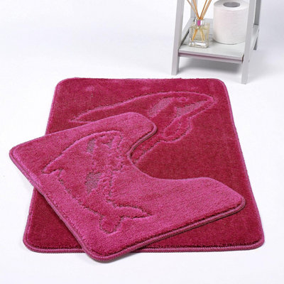 Dolphin Dusty Pink Bath Mats Non Slip Bathroom Mats 2 Piece Pedestal