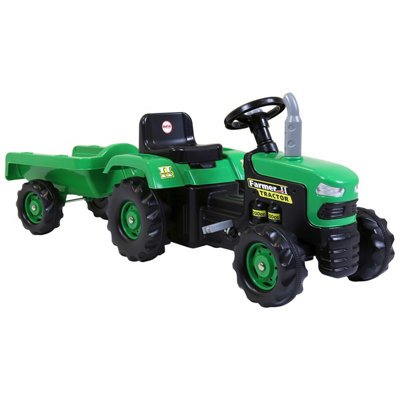 Dolu Children's Ride On Tractor with Trailer Green | DIY at B&Q