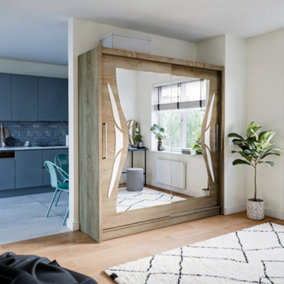 Dome 8 Sliding Door Mirrored Wardrobe in Sonoma Oak & White Gloss - W2000mm H2160mm D580mm, Spacious and Stylish