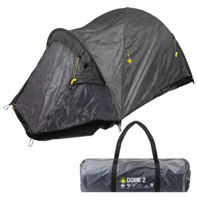 Dome Tent 2 Person Double Skin Taped seams, Built in groundsheet Slate Grey