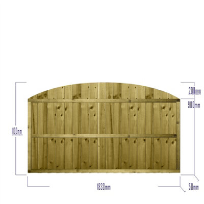 Dome Top Feather Edge Fence Panel (Pack of 3) Width: 6ft x Height: 3ft Vertical Closeboard Planks Fully Framed - 4