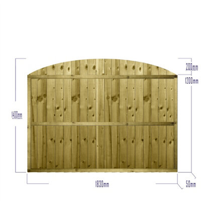 Dome Top Feather Edge Fence Panel (Pack of 3) Width: 6ft x Height: 4ft Vertical Closeboard Planks Fully Framed - 3