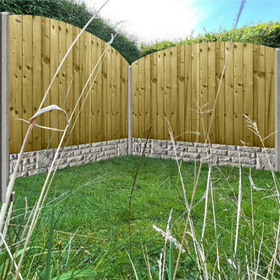 Dome Top Feather Edge Fence Panel (Pack of 3) Width: 6ft x Height: 4ft Vertical Closeboard Planks Fully Framed - 4