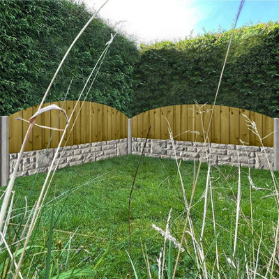 Dome Top Feather Edge Fence Panel (Pack of 4) Width: 6ft x Height: 1ft Vertical Closeboard Planks Fully Framed - 3