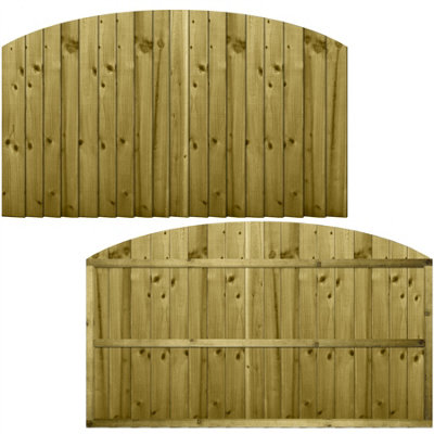 Dome Top Feather Edge Fence Panel (Pack of 5) Width: 6ft x Height: 3ft Vertical Closeboard Planks Fully Framed - 3
