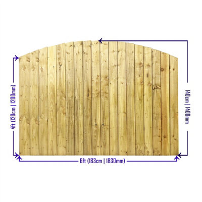 Dome Top Feather Edge Fence Panel (Pack of 5) Width: 6ft x Height: 4ft Vertical Closeboard Planks Fully Framed