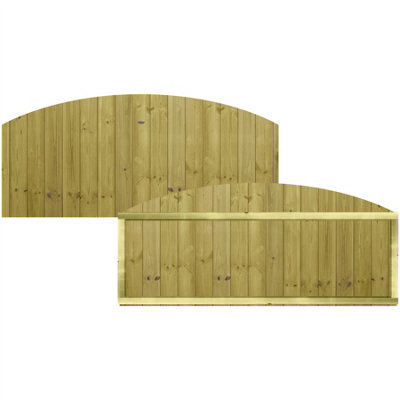 Dome Top Tongue & Groove Fence Panel (Pack of 4) Width: 6ft x Height: 2ft Vertical Interlocking Planks Fully Framed