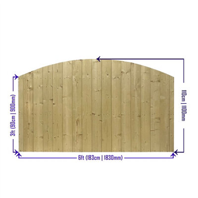 Dome Top Tongue & Groove Fence Panel (Pack of 4) Width: 6ft x Height: 3ft Vertical Interlocking Planks Fully Framed