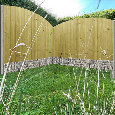 Dome Top Tongue & Groove Fence Panel (Pack of 5) Width: 6ft x Height: 4ft Vertical Interlocking Planks Fully Framed - 4
