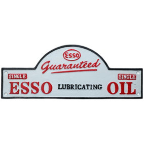Domed Esso Cast Iron Sign Plaque Door Wall Fence Garage Petrol Workshop Oil