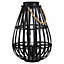 Domed Wicker Lantern with Rope Detail - Rattan - L29 x W29 x H40 cm - Black