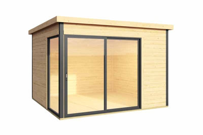 Domeo 1 + Domeo 1 Al pack ISO-Log Cabin, Wooden Garden Room, Timber Summerhouse, Home Office - L319.6 x W319.6 x H239.4 cm