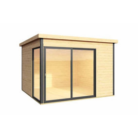Domeo 1 + Domeo 1 Al pack ISO-Log Cabin, Wooden Garden Room, Timber Summerhouse, Home Office - L319.6 x W319.6 x H239.4 cm