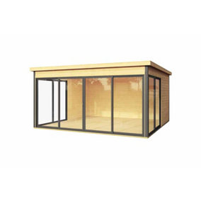Domeo 5 + Domeo 5 Al pack ISO-Log Cabin, Wooden Garden Room, Timber Summerhouse, Home Office - L437.6 x W437.6 x H239.4 cm