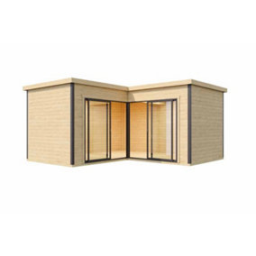 Domeo 6 + Domeo 6 Al pack ISO-Log Cabin, Wooden Garden Room, Timber Summerhouse, Home Office - L500 x W509.3 x H250.8 cm