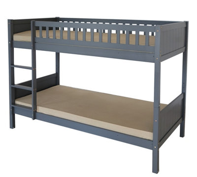 Domino Wooden Bunk Bed in Grey, Kids Bedroom Furniture, 2x 3FT (90cm