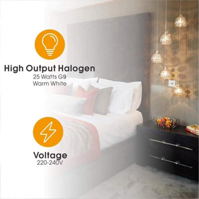 DOMIRA 10X G9 Halogen Bulbs 25W Dimmable Long Lasting Warm White Light ...