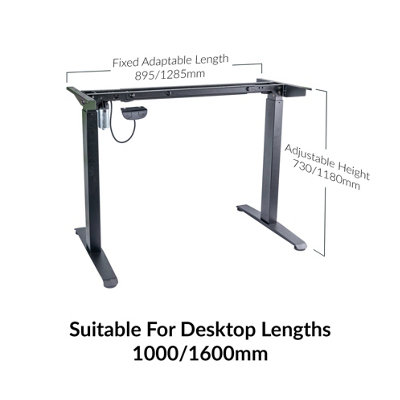 domli Electric Adjustable Black Standing Desk Frame - Heavy Duty Steel ...