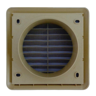 Domus F4904C External Grille Fixed with Insect Screen 100 mm /4 Inch (Cotswold Sand)