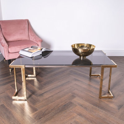 Domus Gold Coffee Table with Smoked Glass