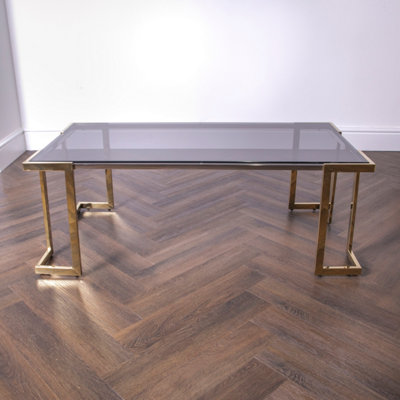 Domus Gold Coffee Table with Smoked Glass