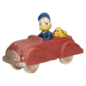 Donald Duck in Car Mascot Figure Figurine Statue Cast Iron Disney Pluto Dog