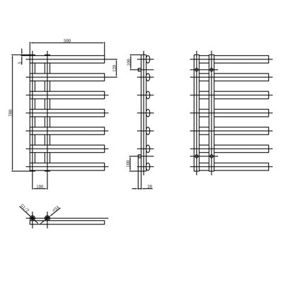 Donovan Grey Heated Towel Rail - 780x500mm