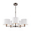 Donovan Nickel Plate and Vintage White Faux Silk Shade 5 Light Ceiling Pendant