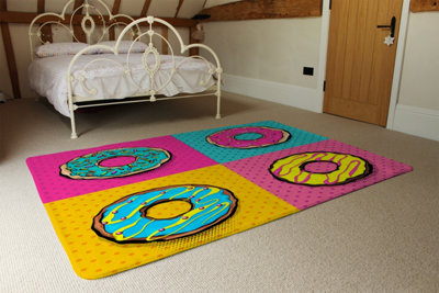 Donut Cartoon Pop Art Style Designer Special Soft Home Rug