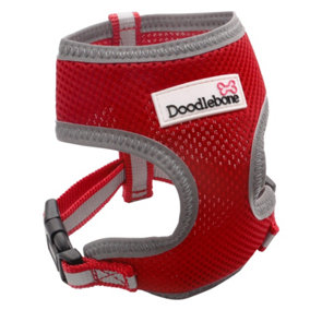 Doodlebone Reflective Air Mesh Padded Dog Harness Red (X Small)