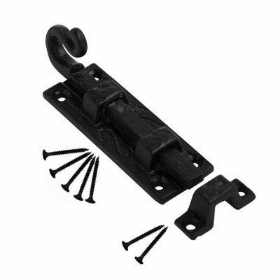 Door Bolt Straight Curly Tail 75mm Antique Black Cast Iron Slide Bolt Barrel Bolt Latch Gates Doors Sheds Barns Bedroom Bathroomx1