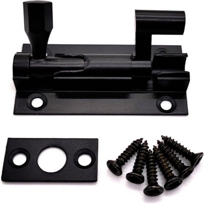 Door Bolts Polished Black Barrel Side Lock 50mm Naked Door Latch Tower Bolt Locks for Bedroom Bathroom Toilet Shed Gate Cupboards