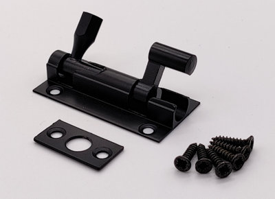 Door Bolts Polished Black Barrel Side Lock 50mm Naked Door Latch Tower ...