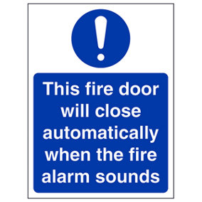 Door Close When Alarm Sounds Fire Sign - Rigid Plastic 100x150mm (x3)