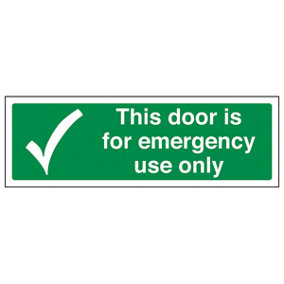 Door For Emergency Use Only Sign - Adhesive Vinyl - 300x100mm (x3)