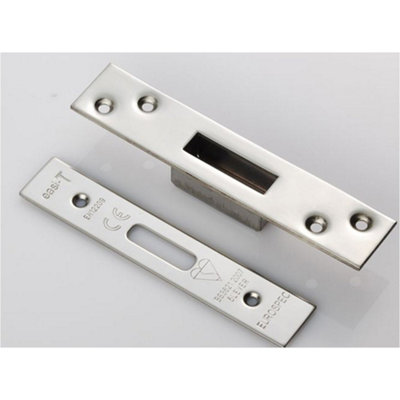 Door Forend Strike and Fixing Pack - for BS 5 Lever Deadlock Bright ...