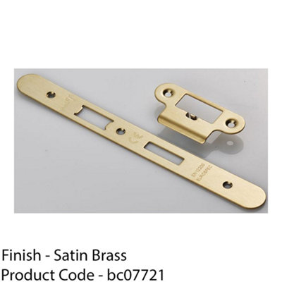 Door Frame Forend Strike & Fixing Pack - DIN Latch - Satin Brass RADIUS ...
