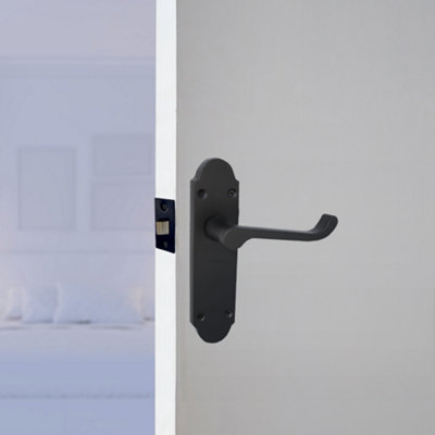 Door Handle Epsom Matt Black Victorian Scroll Lever Latch 4 Pairs