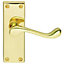 Door Handle & Latch Pack Brass Victorian Scroll Lever Turn Square Backplate