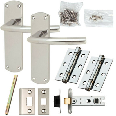 Door Handle & Latch Pack Chrome Rounded Curved Bar on Backplate 170 x 42mm Price Comparisons | Compare The Build