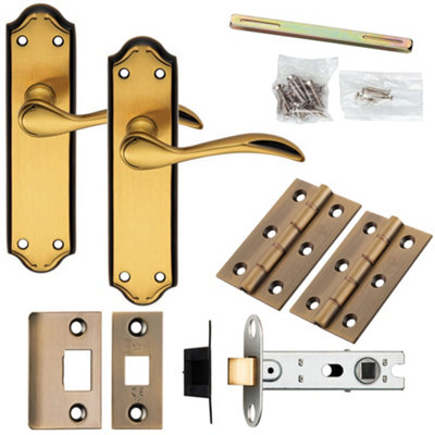 Door Handle & Latch Pack Florentine Bronze Curved Lever Traditional Backplate Price Comparisons | Compare The Build