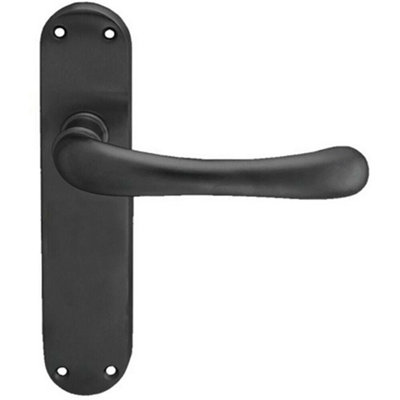 Door Handle & Latch Pack Matt Black Smooth Rounded Lever Slim Curved ...