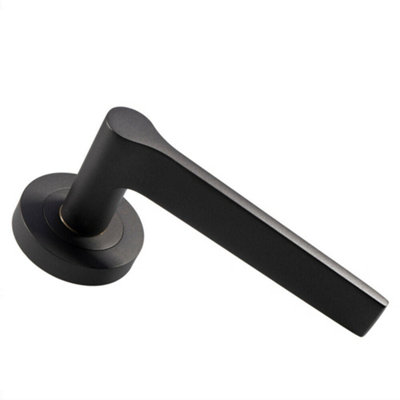 Door Handle & Latch Pack Matt Bronze Slim Rounded Lever Screwless Round ...
