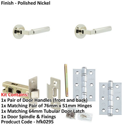 Door Handle & Latch Set Nickel Mitred Premium Rounded Lever Round ...