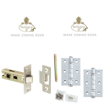 Door Handle & Latch Set Nickel Premium Rounded Lever Round Stepped On Rose