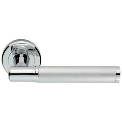 Door Handle Lever on Concealed Round Rose Polished Chrome Satin Chrome Price Comparisons | Compare The Build