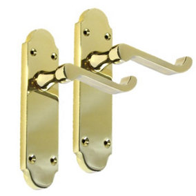 Door Handle Modern Scroll Epsom Brass Polish handles Latch  168 x42mm