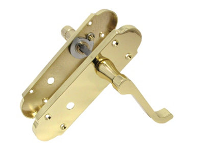 Door Handle Modern Scroll Epsom Brass Polish handles Latch  168 x42mm